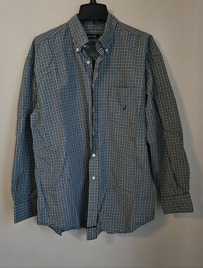 Nautica Greem and White Checked Button-Down Shirt
